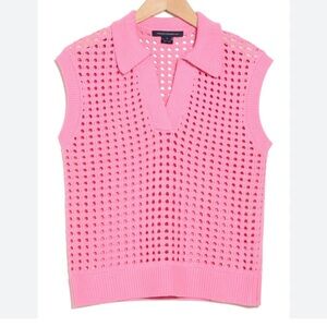NWT Pink Relaxed V Neck sleeveless sweater vest by French Connection-Size XS